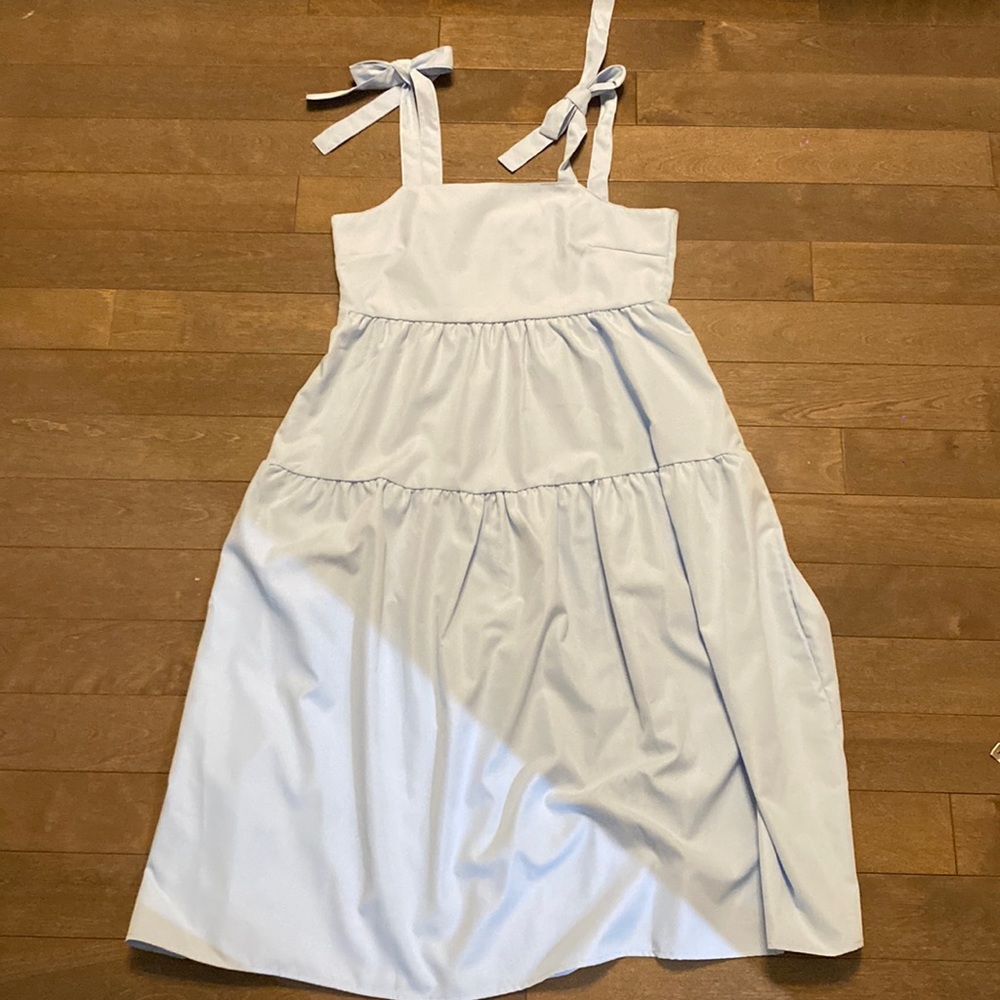 Baby blue midi tiered dress